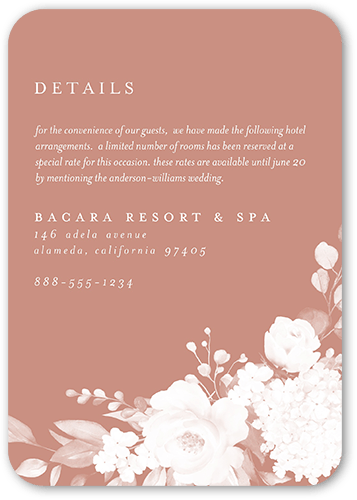 Elegantly Delicate Wedding Enclosure Card, Pink, Pearl Shimmer Cardstock, Rounded, Desert Rose