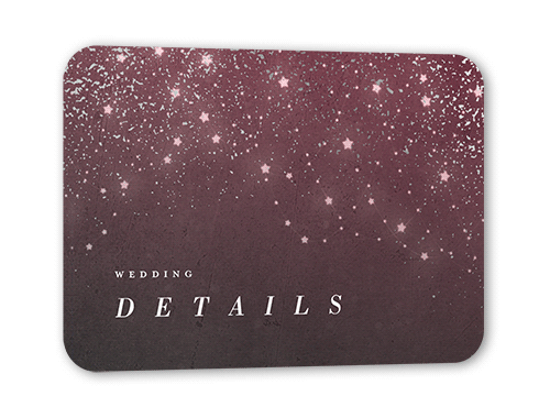 Star Cascade Wedding Enclosure Card, Silver Foil, Purple, Pearl Shimmer Cardstock, Rounded
