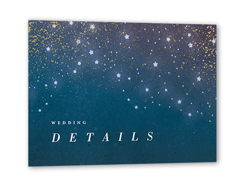 Star Cascade Wedding Enclosure Card, Blue, Gold Foil, Matte, Pearl Shimmer Cardstock, Square