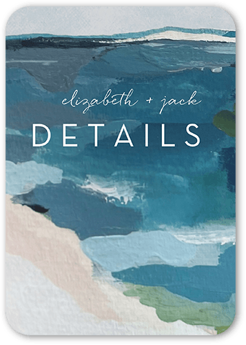 Coastal Wedding Enclosure Card, Blue, 100% Recycled Cardstock , Rounded