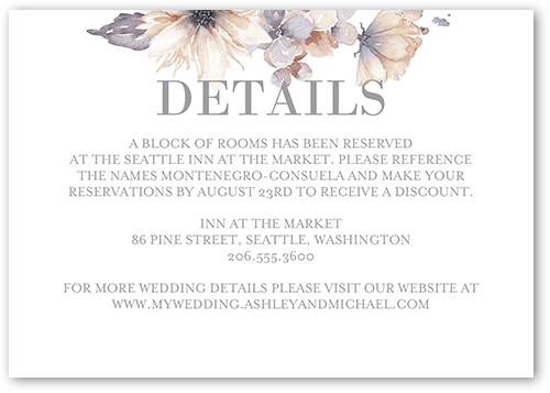 Watercolor Bouquet Wedding Enclosure Card, Beige, Matte, Signature Smooth Cardstock, Square, Sand