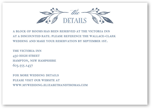 Classic Herald Wedding Enclosure Card, Blue, Matte, Pearl Shimmer Cardstock, Square
