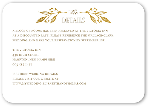 Classic Herald Wedding Enclosure Card, Yellow, Signature Smooth Cardstock, Rounded