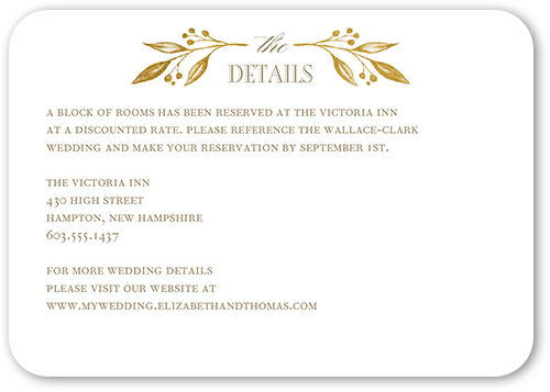 Classic Herald Wedding Enclosure Card, Yellow, Pearl Shimmer Cardstock, Rounded, Dijon