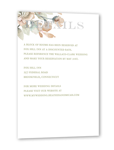 Diamond Blossoms Wedding Enclosure Card, Silver Foil, Green, Matte, Signature Smooth Cardstock, Square