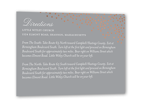 Diamond Sky Wedding Enclosure Card, Rose Gold Foil, Grey, Matte, Pearl Shimmer Cardstock, Square