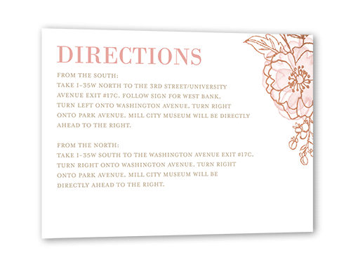 Floral Fringe Wedding Enclosure Card, Rose Gold Foil, Pink, Matte, Pearl Shimmer Cardstock, Square
