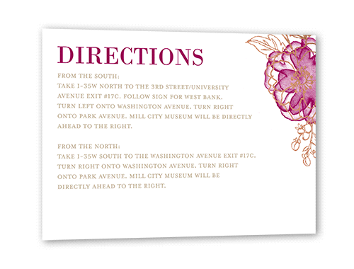 Floral Fringe Wedding Enclosure Card, Rose Gold Foil, Pink, Matte, Signature Smooth Cardstock, Square, Raspberry