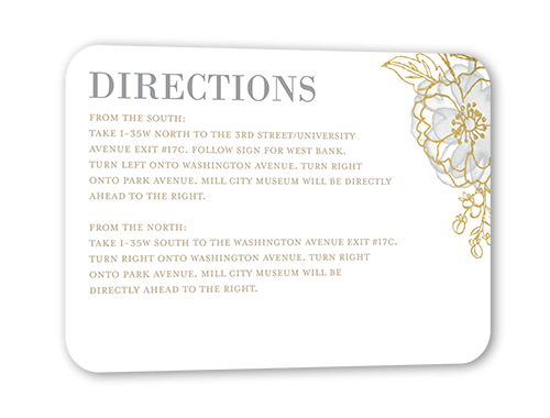 Floral Fringe Wedding Enclosure Card, Beige, Gold Foil, Pearl Shimmer Cardstock, Rounded