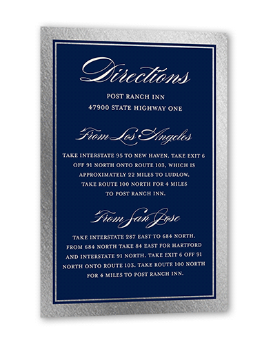 Remarkable Frame Classic Wedding Enclosure Card, Blue, Silver Foil, Matte, Signature Smooth Cardstock, Square