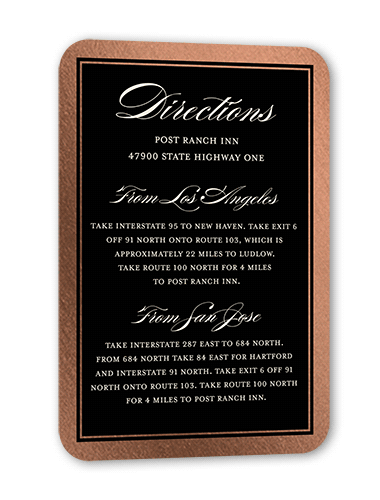 Remarkable Frame Classic Wedding Enclosure Card, Rose Gold Foil, Black, Pearl Shimmer Cardstock, Rounded, Black