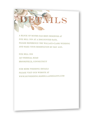 Diamond Blossoms Wedding Enclosure Card, Green, Rose Gold Foil, Matte, Signature Smooth Cardstock, Square