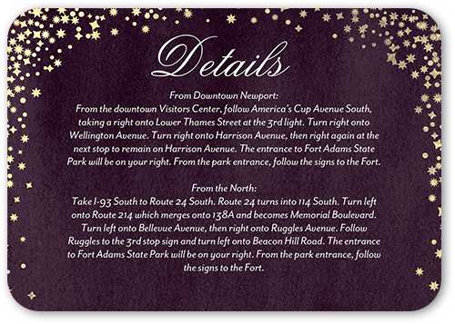 Elegant Sky Wedding Enclosure Card, Purple, Signature Smooth Cardstock, Rounded