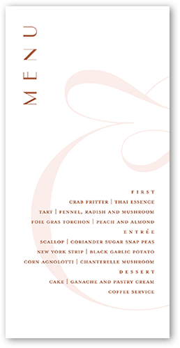 Nouveau Connection Wedding Menu, Orange, 4x8 Menu, 100% Recycled Cardstock ?, Square