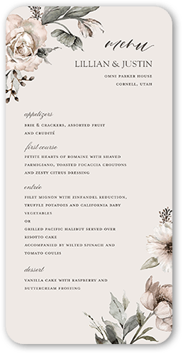 Black Tie Affair Wedding Menu, Grey, 4x8 Menu, 100% Recycled Cardstock , Rounded, Whisper Gray