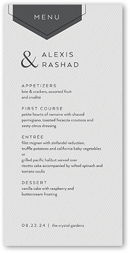 Modern Honeycomb Wedding Menu, Grey, 4x8 Menu, 100% Recycled Cardstock , Square