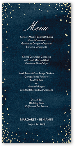 Elegant Sky Wedding Menu, Blue, 4x8 Menu, Standard Smooth Cardstock, Square