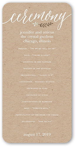 Delightful Blooms Wedding Program, Blue, 4x8 Flat Program, Standard Smooth Cardstock, Rounded, Mist