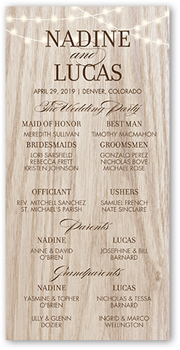 Romantic Evening Wedding Program, Beige, 4x8 Flat Program, Standard Smooth Cardstock, Square