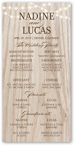 Romantic Evening Wedding Program, Beige, 4x8 Flat Program, Matte, Signature Smooth Cardstock, Square