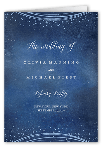 Resplendent Night Wedding Program, Blue, 5x7, Pearl Shimmer Cardstock, Square, Nautical