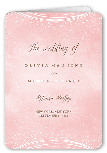 Resplendent Night Wedding Program, Pink, 5x7, Matte, Folded Smooth Cardstock, Rounded, Soft Pink