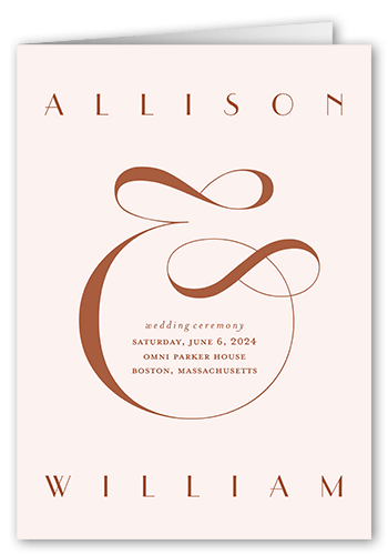 Nouveau Connection Wedding Program, Orange, 5x7, Matte, Folded Smooth Cardstock, Square