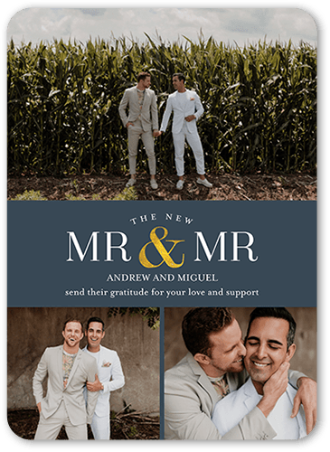 Gratefully Together Mr Thank You Card, Grey, 5x7 Flat, 100% Recycled Cardstock , Rounded, Slate