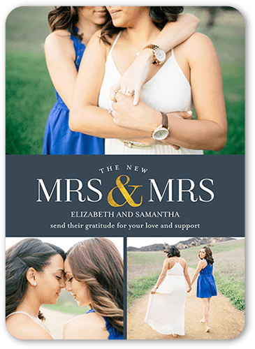 Gratefully Together Mrs Thank You Card, Grey, 5x7 Flat, 100% Recycled Cardstock , Rounded, Slate