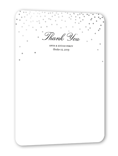 Diamond Sky Thank You Card, Silver Foil, Black, 5x7, Pearl Shimmer Cardstock, Rounded