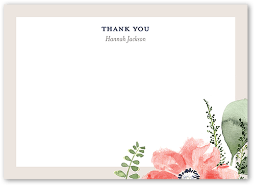 Bridal Bouquets Thank You Card, White, 5x7 Flat, Pearl Shimmer Cardstock, Square