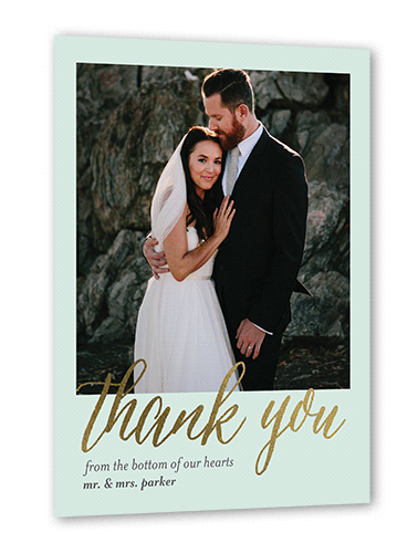 Impeccable Gesture Thank You Card, Green, Gold Foil, 5x7 Flat, Pearl Shimmer Cardstock, Square
