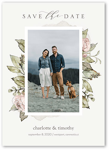 Artistic Foliage Save The Date, Pink, 5x7 Flat, Matte, Signature Smooth Cardstock, Square, Blush