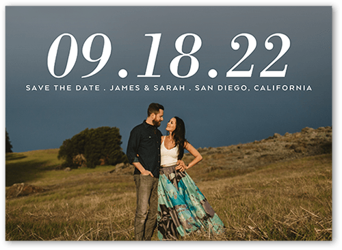 Substantial Date Save The Date, White, 5x7 Flat, Matte, Signature Smooth Cardstock, Square