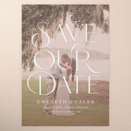 Flowy Serif Save The Date, Pink, 5x7 Flat, Matte, Signature Smooth Cardstock, Square