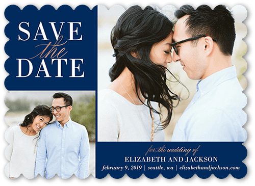 Classic Request Save The Date, Blue, 5x7 Flat, Matte, Signature Smooth Cardstock, Scallop