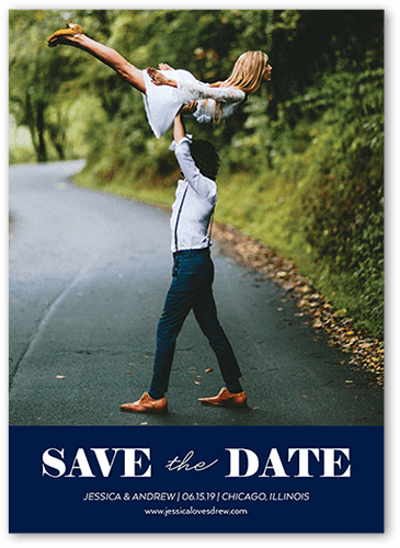 Clean Announcement Save The Date, Blue, 5x7 Flat, Pearl Shimmer Cardstock, Square
