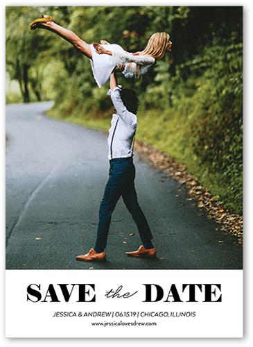 Clean Announcement Save The Date, White, 5x7 Flat, 100% Recycled Cardstock ?, Square