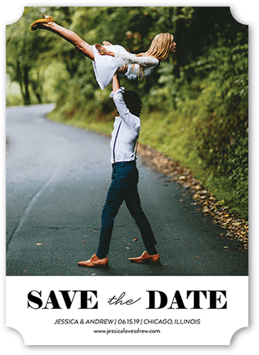 Clean Announcement Save The Date, White, 5x7 Flat, Matte, Signature Smooth Cardstock, Ticket, White