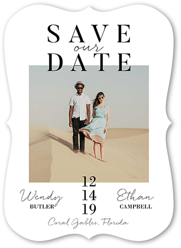 Modish Date Save The Date, White, 5x7 Flat, Matte, Signature Smooth Cardstock, Bracket