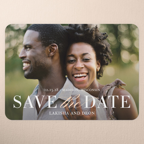 Radiant Union Save The Date, Beige, 5x7 Flat, Matte, Signature Smooth Cardstock, Rounded