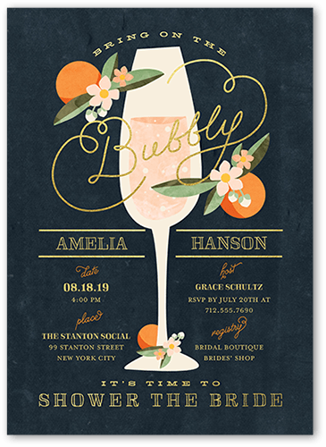 Sweet Nectarine Bridal Shower Invitation, none, Grey, 5x7 Flat, Luxe Double-Thick Cardstock, Square