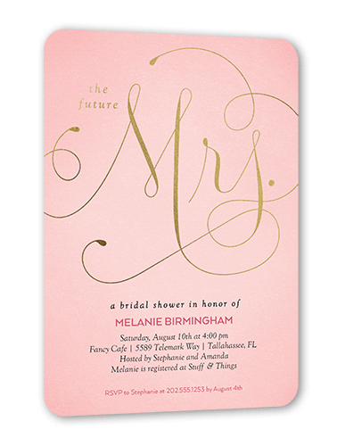 Simply Mrs Bridal Shower Invitation, Rounded Corners
