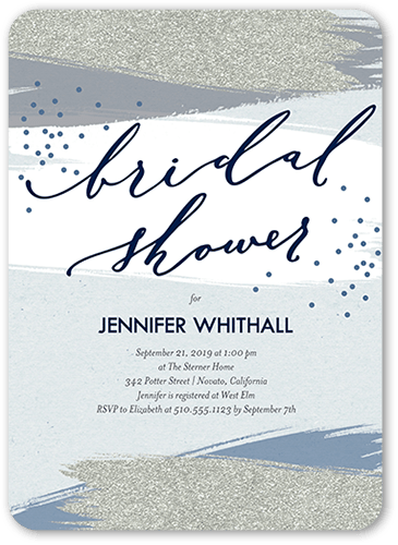 Captivating Romance Bridal Shower Invitation, Blue, 5x7 Flat, Pearl Shimmer Cardstock, Rounded