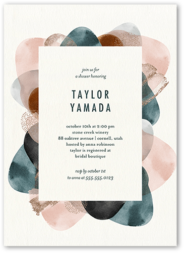 Colorful Daubs Bridal Shower Invitation, White, 5x7 Flat, Standard Smooth Cardstock, Square