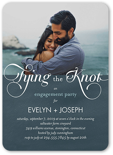 Royal Engagement Engagement Party Invitation, Blue, 5x7 Flat, 100% Recycled Cardstock , Rounded