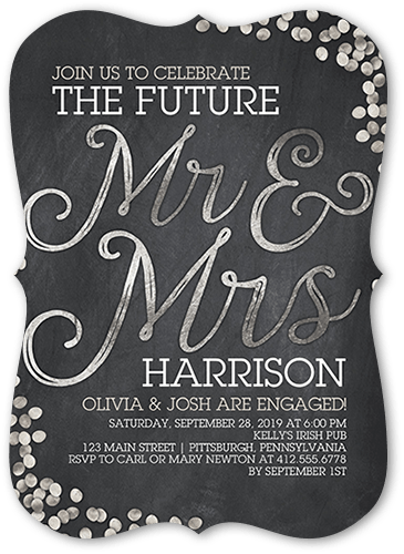 Shimmering Future Engagement Party Invitation, Grey, 5x7 Flat, Matte, Signature Smooth Cardstock, Bracket