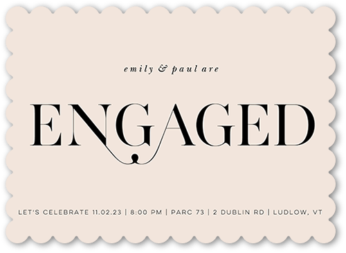 Linked Commitment Engagement Party Invitation, Pink, 5x7 Flat, Pearl Shimmer Cardstock, Scallop, White
