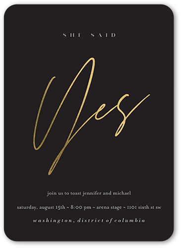 Matte Black Engagement Party Invitation