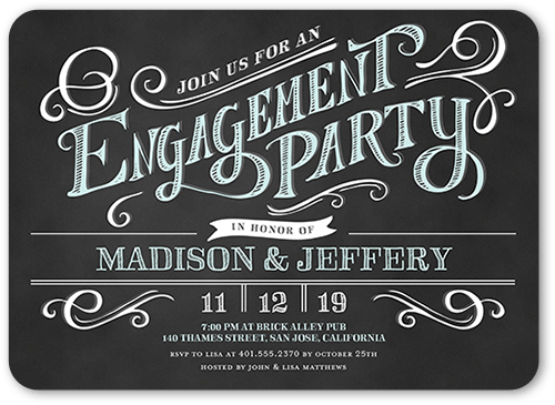 Enchanting Engagement Engagement Party Invitation, Black, 5x7 Flat, Matte, Signature Smooth Cardstock, Rounded